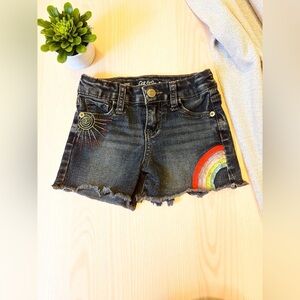 Cat & Jack Kids Dark Denim Shorts with Rainbow Embroidery